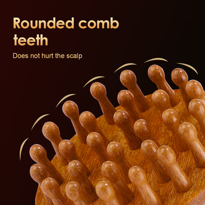 Scalp Head Massager Natural Sandalwood MultiFunctional Wood Therapy Massage Comb Circular Tooth Gua 2