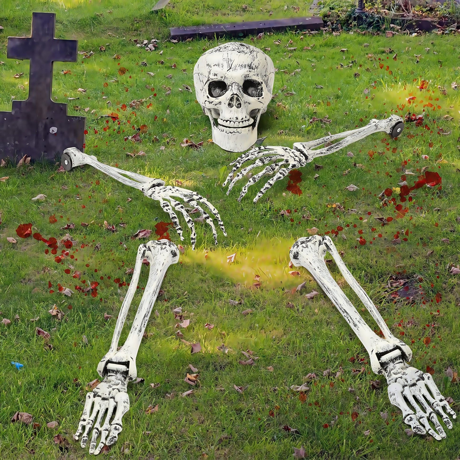 Spooky Yard Garden Halloween Decoration Realistic Skeleton Arm Leg Bones Halloween Skeleton Stake D 3