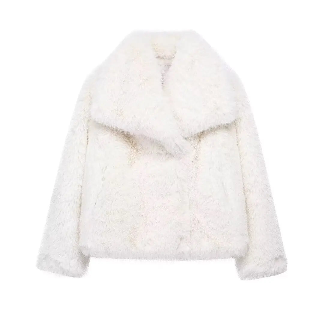 Luxurious Winter Faux Fur Coat For Women Warm Plush Fluffy Jacket Autumn Outerwear In Red Gray Blac 5