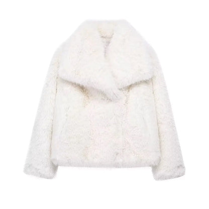 Luxurious Winter Faux Fur Coat For Women Warm Plush Fluffy Jacket Autumn Outerwear In Red Gray Blac 5