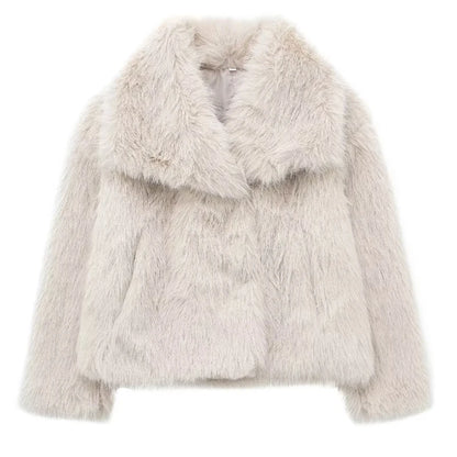 Luxurious Winter Faux Fur Coat For Women Warm Plush Fluffy Jacket Autumn Outerwear In Red Gray Blac 2