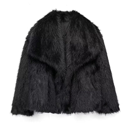 Luxurious Winter Faux Fur Coat For Women Warm Plush Fluffy Jacket Autumn Outerwear In Red Gray Blac 3