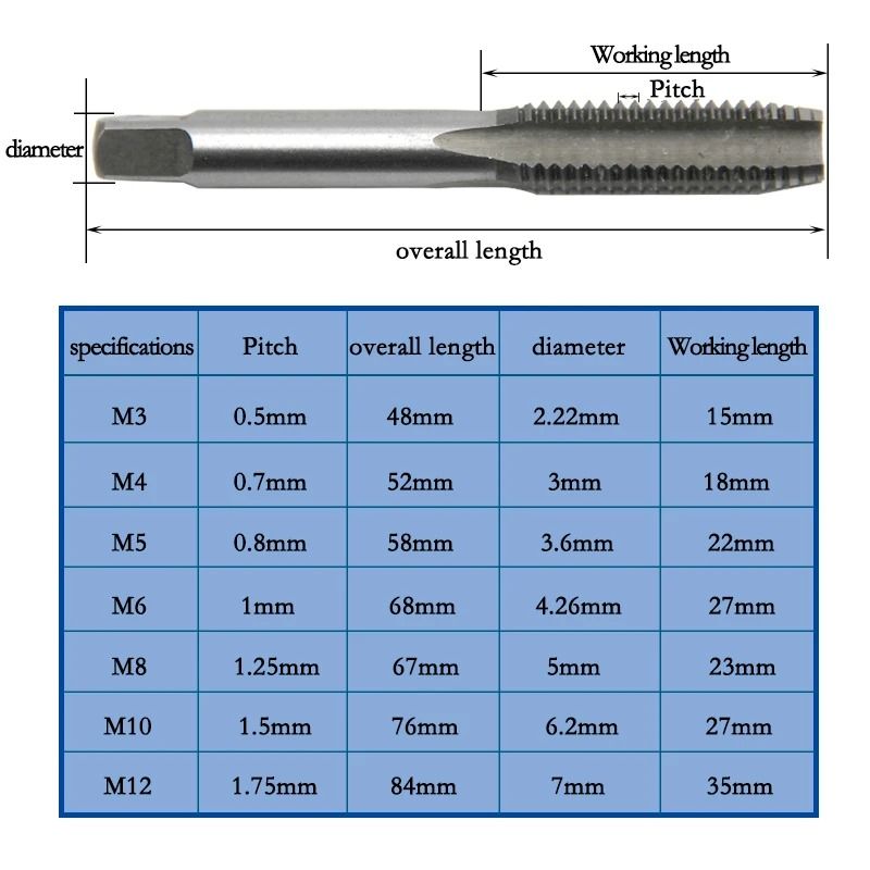 T Type 3mm To 6mm Hand Tap Wrench Tool Set 3