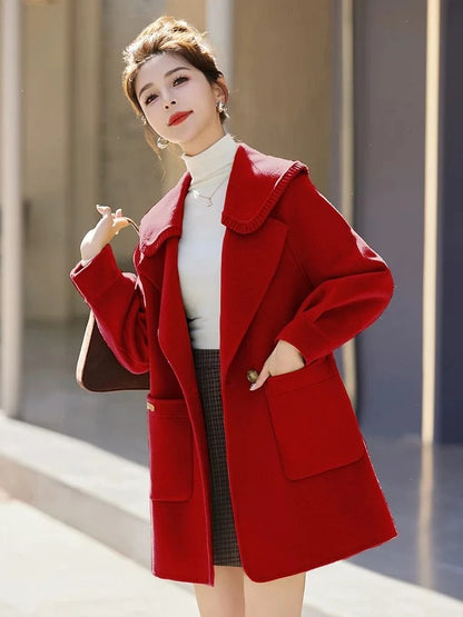 Stylish Autumn Winter Woolen Coat, Versatile Plus Size Outerwear, Trendy and Small Size Friendly, Full Sleeve Fashion