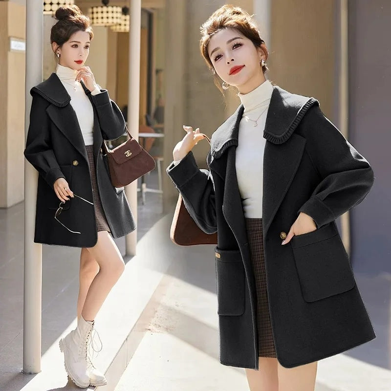Stylish Autumn Winter Woolen Coat, Versatile Plus Size Outerwear, Trendy and Small Size Friendly, Full Sleeve Fashion