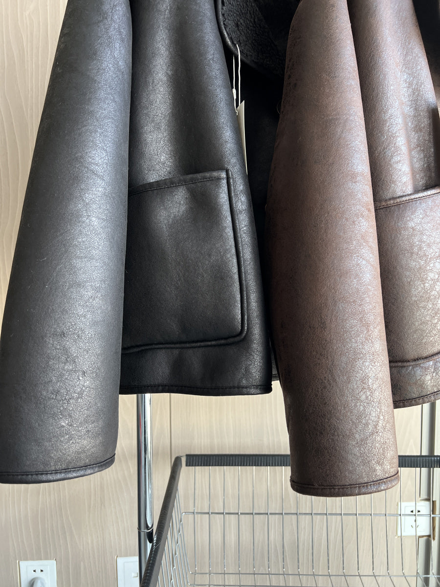 Women's Oversized Jacket, Double Sided Collar Warm Coat, Fall Winter New Arrival Long Sleeve Coat