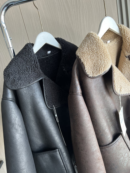 Women's Oversized Jacket, Double Sided Collar Warm Coat, Fall Winter New Arrival Long Sleeve Coat