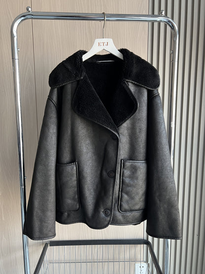 Women's Oversized Jacket, Double Sided Collar Warm Coat, Fall Winter New Arrival Long Sleeve Coat