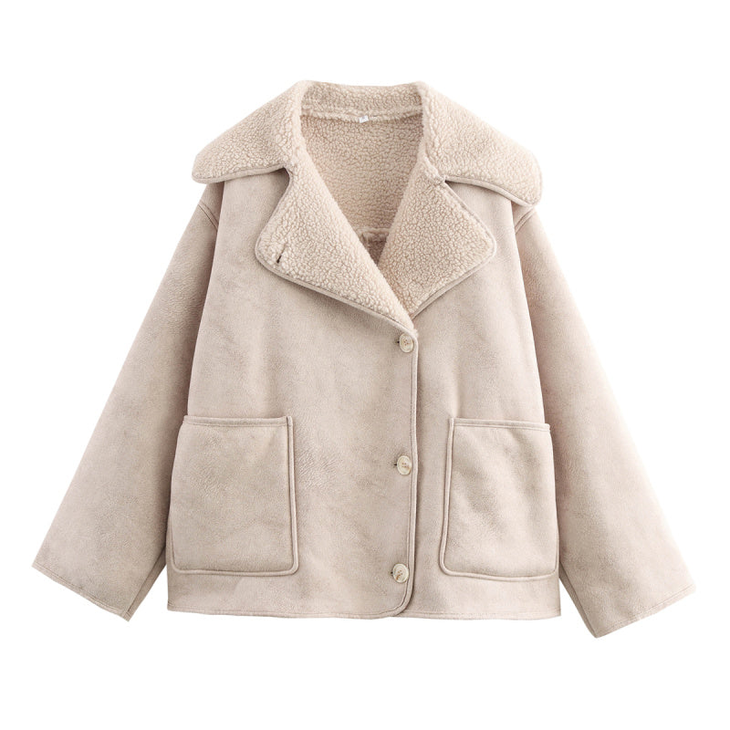 Women's Oversized Jacket, Double Sided Collar Warm Coat, Fall Winter New Arrival Long Sleeve Coat
