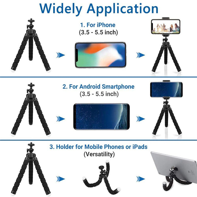 Octopus Tripod Monopod for Phone and Camera, Mini Universal Photography Stand, Smartphone Webcam Holder Clip
