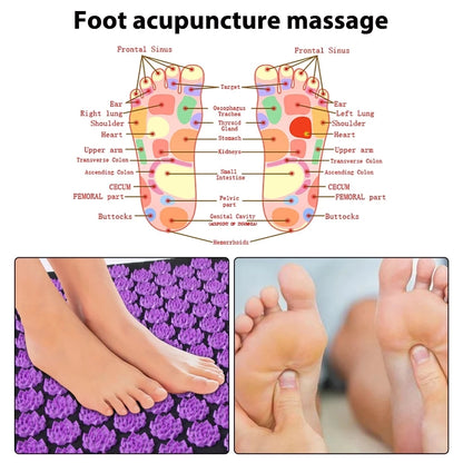 Acupressure Yoga Mat and Pillow Set, Back Spike Cushion Foot Massager Mat, Three Piece Household Fitness and Pilates Mat