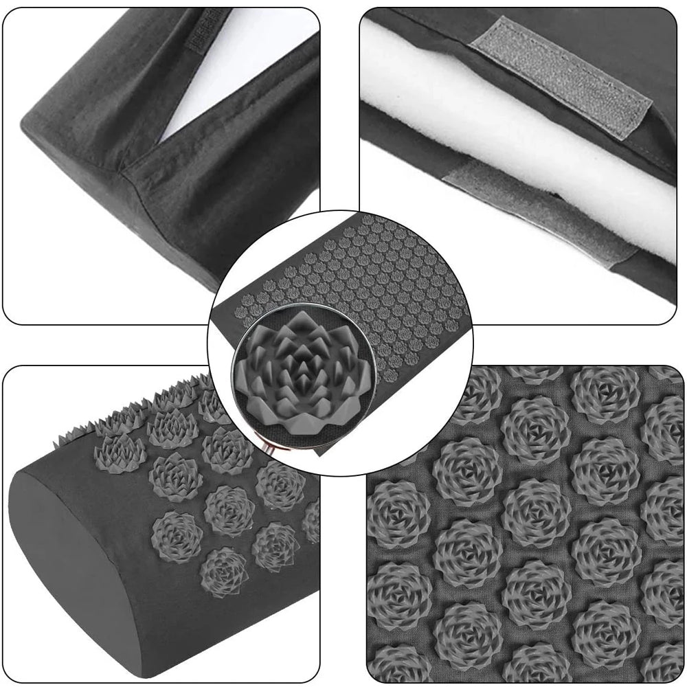 Acupressure Yoga Mat and Pillow Set, Back Spike Cushion Foot Massager Mat, Three Piece Household Fitness and Pilates Mat