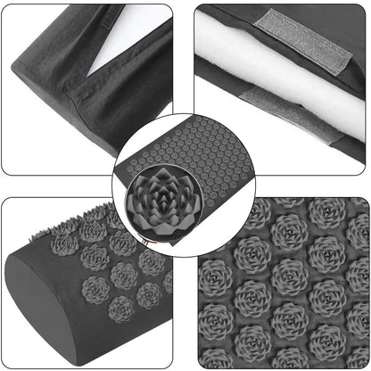 Acupressure Yoga Mat and Pillow Set, Back Spike Cushion Foot Massager Mat, Three Piece Household Fitness and Pilates Mat