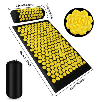 Acupressure Yoga Mat and Pillow Set, Back Spike Cushion Foot Massager Mat, Three Piece Household Fitness and Pilates Mat