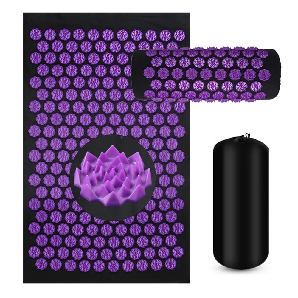 Acupressure Yoga Mat and Pillow Set, Back Spike Cushion Foot Massager Mat, Three Piece Household Fitness and Pilates Mat