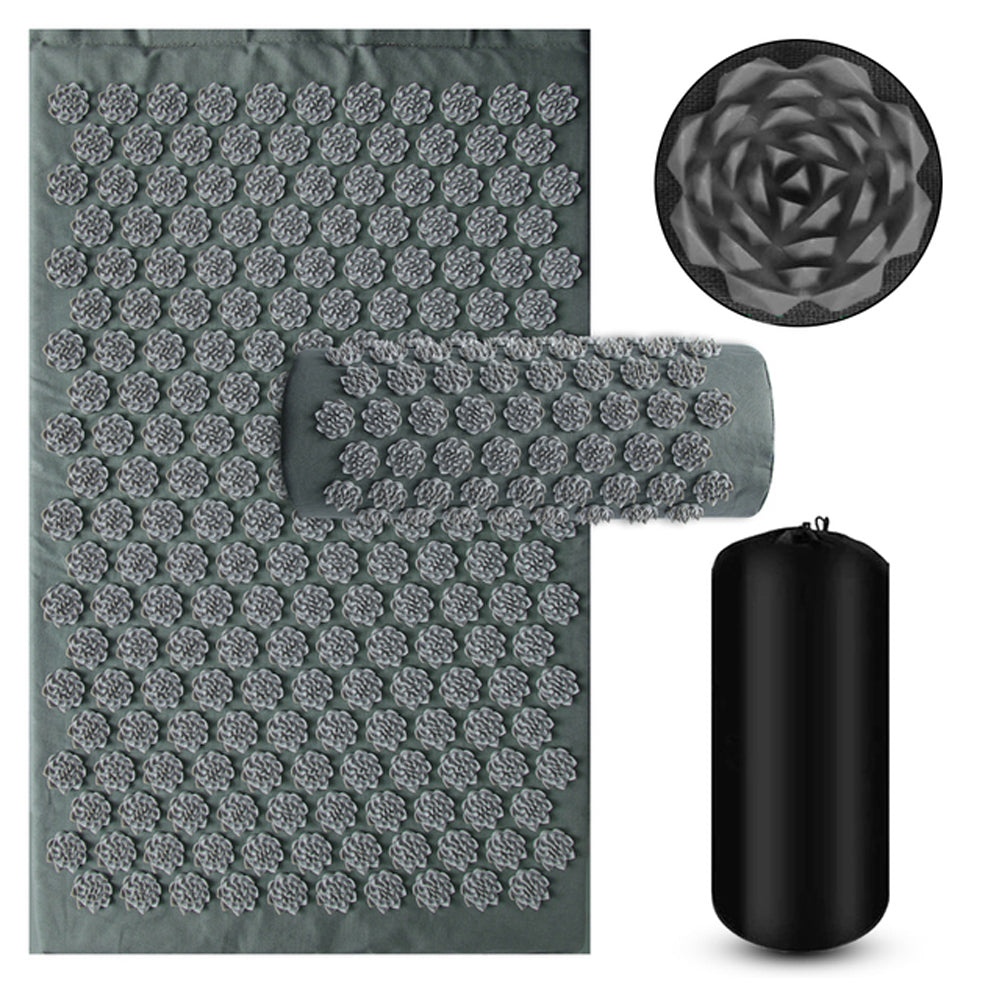 Acupressure Yoga Mat and Pillow Set, Back Spike Cushion Foot Massager Mat, Three Piece Household Fitness and Pilates Mat