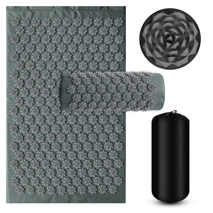Acupressure Yoga Mat and Pillow Set, Back Spike Cushion Foot Massager Mat, Three Piece Household Fitness and Pilates Mat