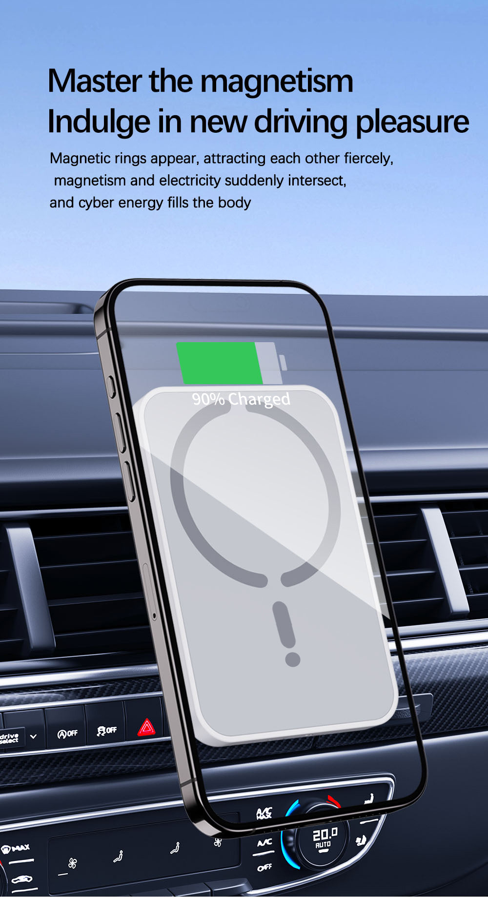 Magsafe Magnetic Car Charger, Wireless Phone Holder, Fast Car Charging Stand