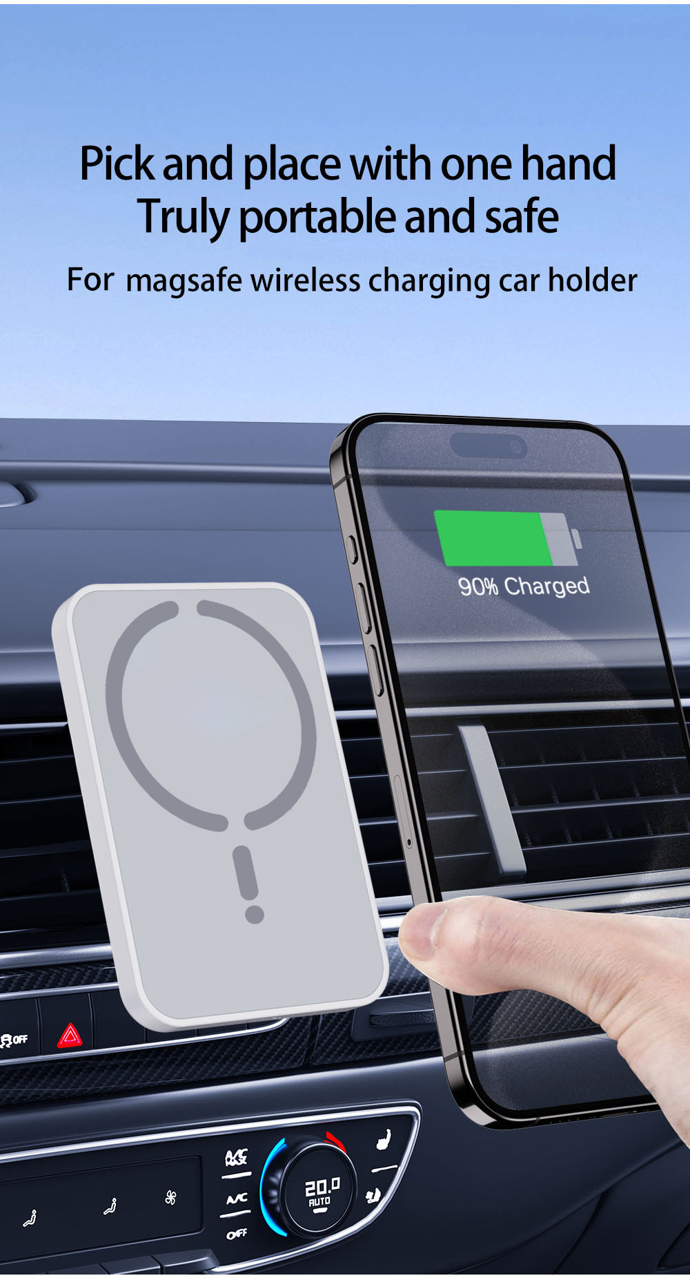 Magsafe Magnetic Car Charger, Wireless Phone Holder, Fast Car Charging Stand