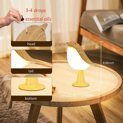 Magpie Bird Night Light, Dimmable LED Desk Lamp, Touch Controlled, Rechargeable, Aromatherapy Decor