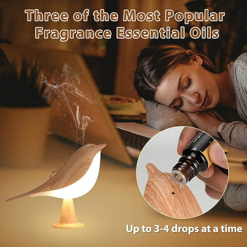 Magpie Bird Night Light, Dimmable LED Desk Lamp, Touch Controlled, Rechargeable, Aromatherapy Decor