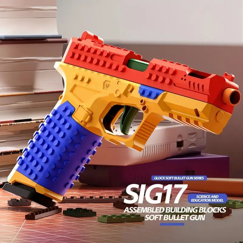 STEM Building Block Gun  Automatic Ejection Soft Bullet Toy  DIY Construction Set For Kids  Teens 4
