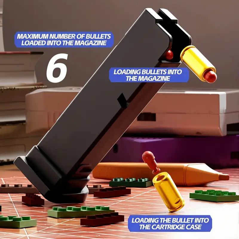 STEM Building Block Gun  Automatic Ejection Soft Bullet Toy  DIY Construction Set For Kids  Teens 6