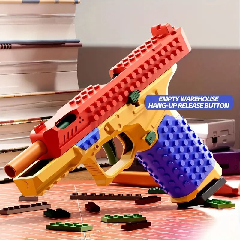 STEM Building Block Gun  Automatic Ejection Soft Bullet Toy  DIY Construction Set For Kids  Teens 7