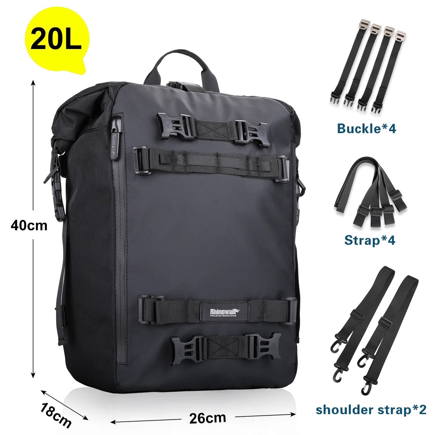 Motorcycle Waterproof Side Bag  Rear Seat Luggage 10L  20L  30L 7