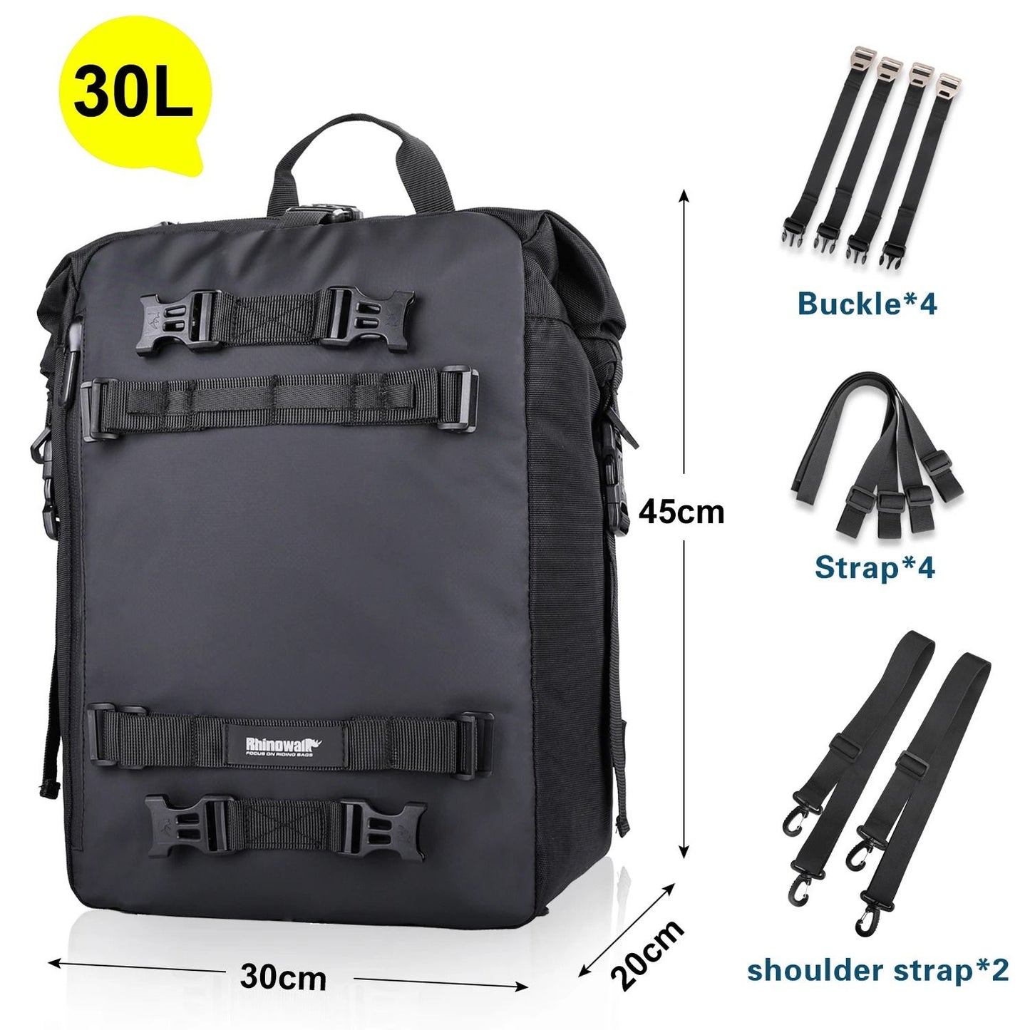 Motorcycle Waterproof Side Bag  Rear Seat Luggage 10L  20L  30L 8