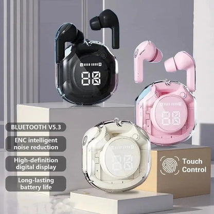 Transparent Bluetooth Earbuds with LED Display