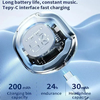 Transparent Bluetooth Earbuds With LED Display 1