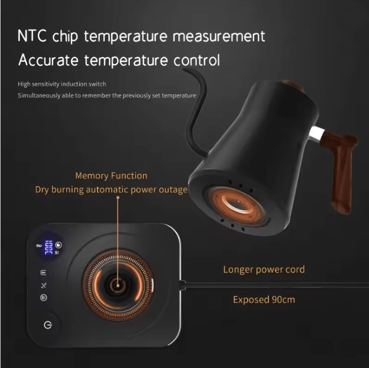 SmartPour Electric Gooseneck Kettle With Temperature Control And Rapid Heating For Coffee And Tea L 1