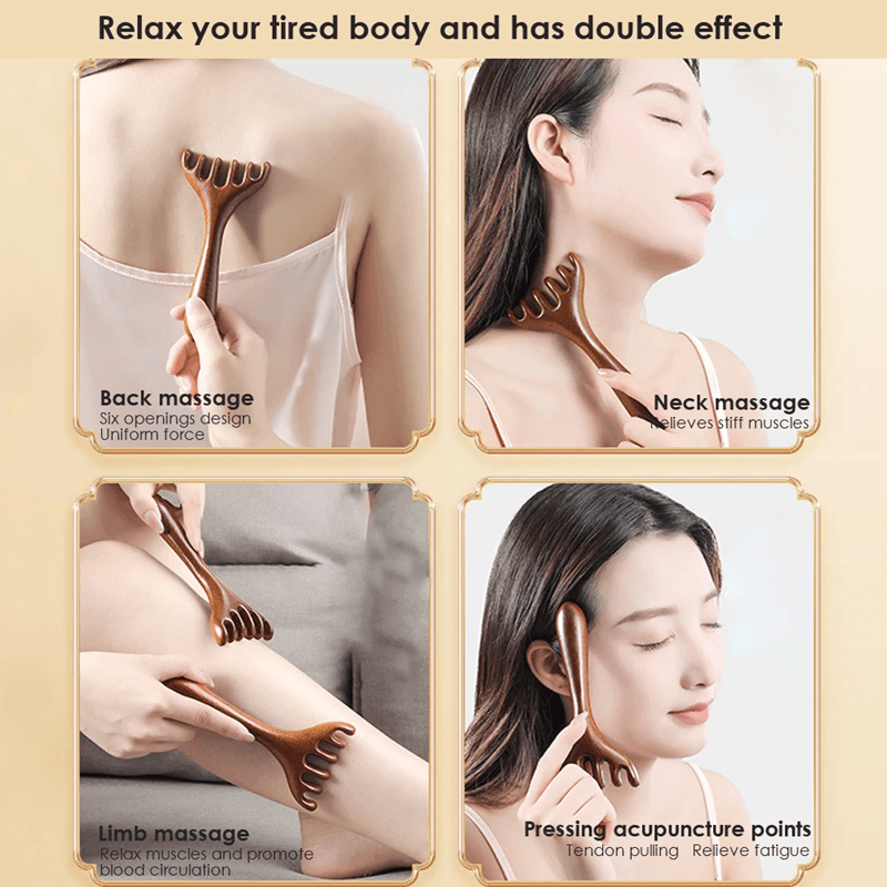NaturalWood Meridian Massage Comb And Head Massager For Relaxation And Circulation 3