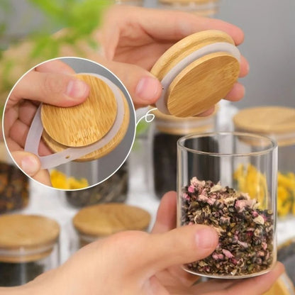 12 Piece Glass Spice Jars With Bamboo Lids And Labels Airtight 8oz Seasoning Containers For Kitchen 3