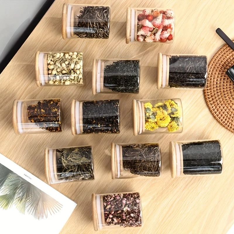 12 Piece Glass Spice Jars With Bamboo Lids And Labels Airtight 8oz Seasoning Containers For Kitchen 5