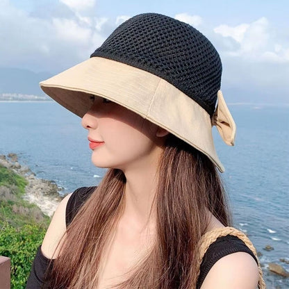 Summer Womens UV Protection Bucket Hat  Foldable Wide Brim Sun Hat With Ponytail Hole For Outdoor A 1