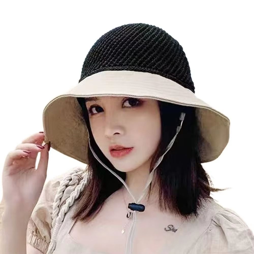 Summer Womens UV Protection Bucket Hat  Foldable Wide Brim Sun Hat With Ponytail Hole For Outdoor A 6