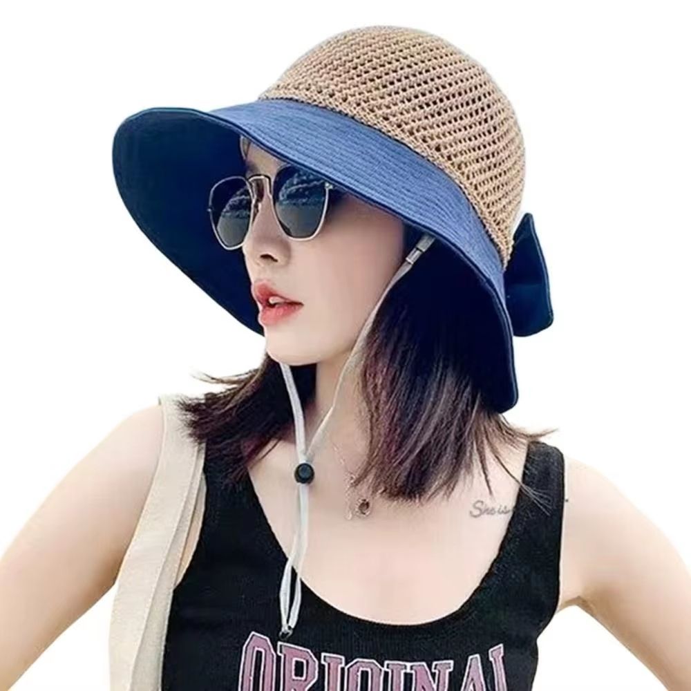 Summer Womens UV Protection Bucket Hat  Foldable Wide Brim Sun Hat With Ponytail Hole For Outdoor A 8