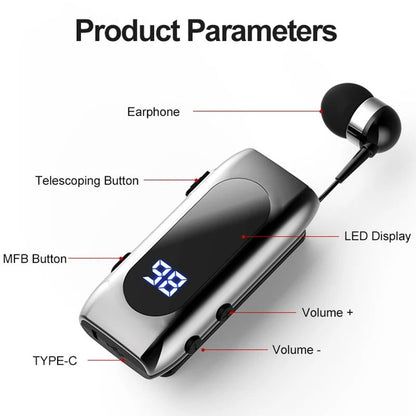 Wireless Business Earphones With LED Display And Noise Cancellation 5