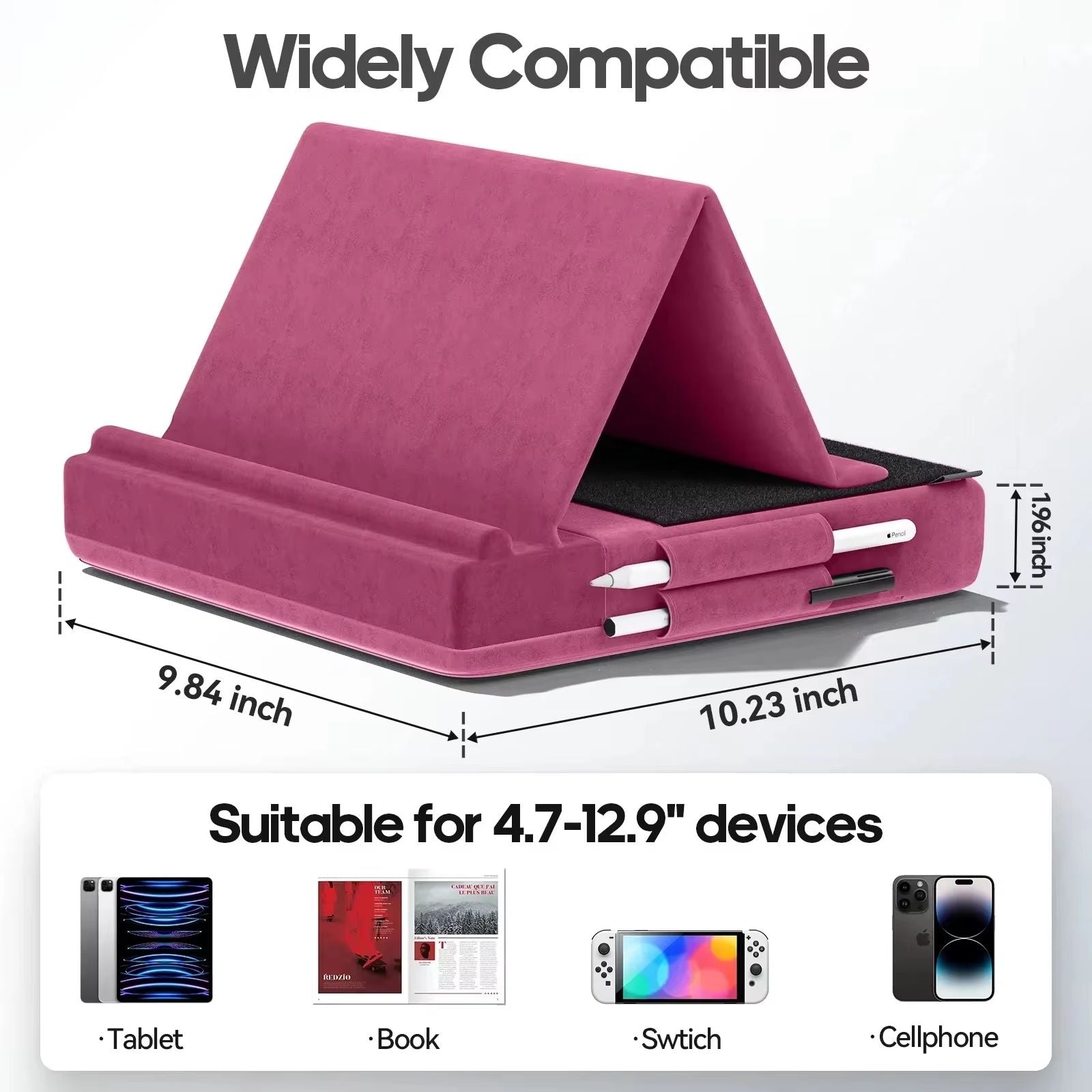 ComfyView Upgraded Tablet Pillow Stand  MultiAngle IPad Holder With Stylus Dock For Lap Bed  Desk 3