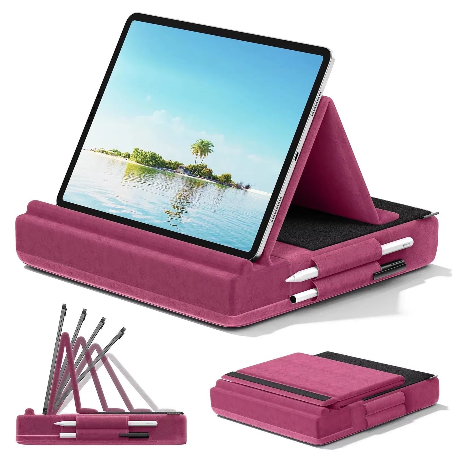 ComfyView Upgraded Tablet Pillow Stand  MultiAngle IPad Holder With Stylus Dock For Lap Bed  Desk 7