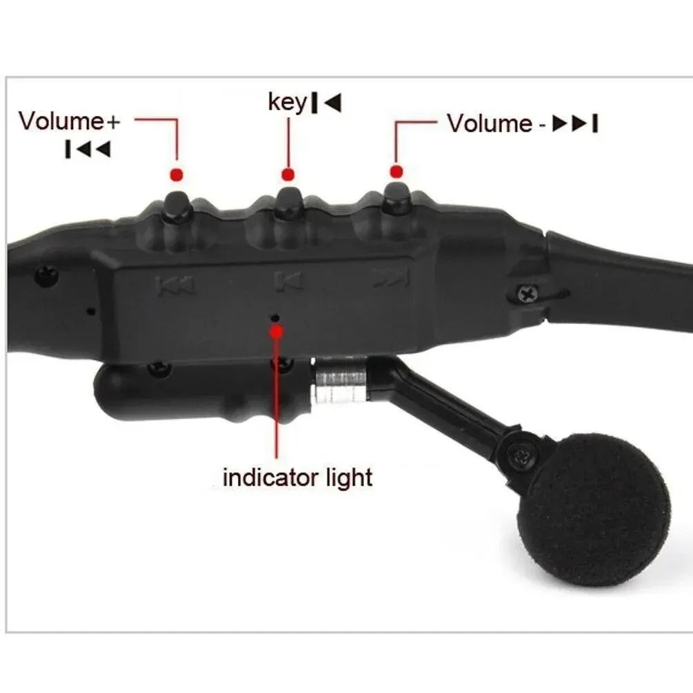 Wireless GlassesStyle Stereo Earphones With Microphone 3