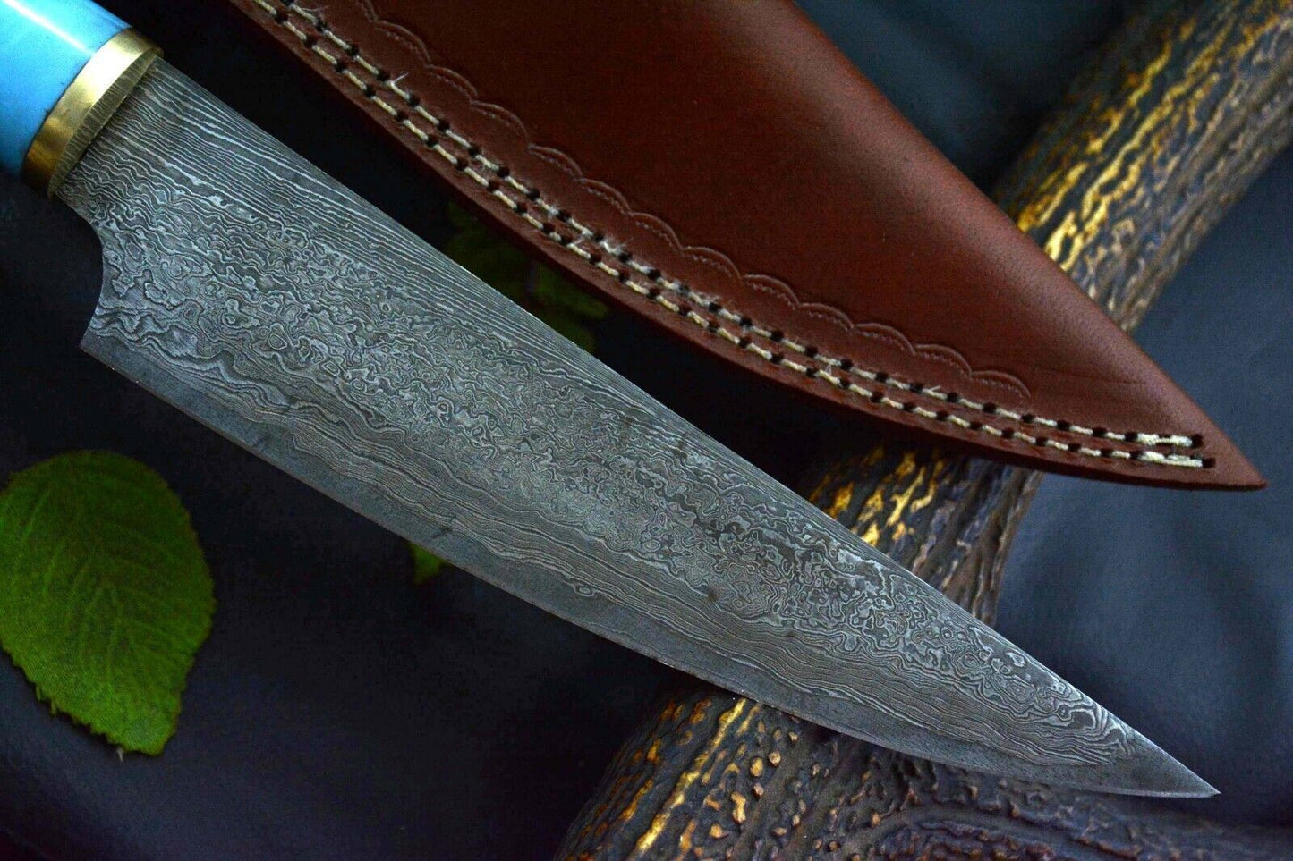 Custom Handmade Damascus Steel Chef Knife  13 Kitchen Knife With Walnut  Olive Wood Handle 1