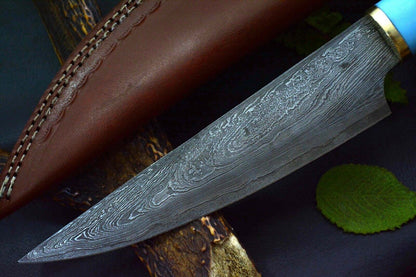 Custom Handmade Damascus Steel Chef Knife  13 Kitchen Knife With Walnut  Olive Wood Handle 2