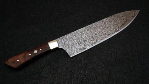 Damascus Handmade Kitchen Chef Knife Rose Wood Handle With Sheath 2
