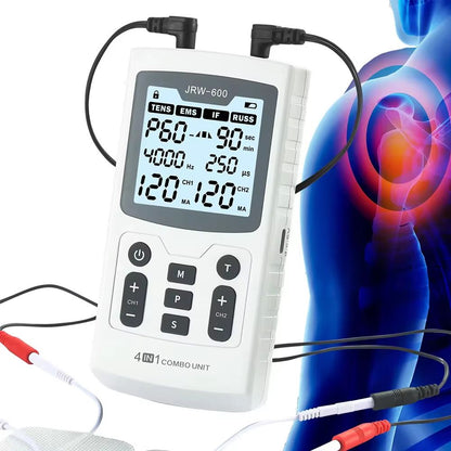 4-in-1 Electric Muscle Stimulator Physiotherapy Device – Advanced EMS TENS Machine for Pain Relief and Recovery