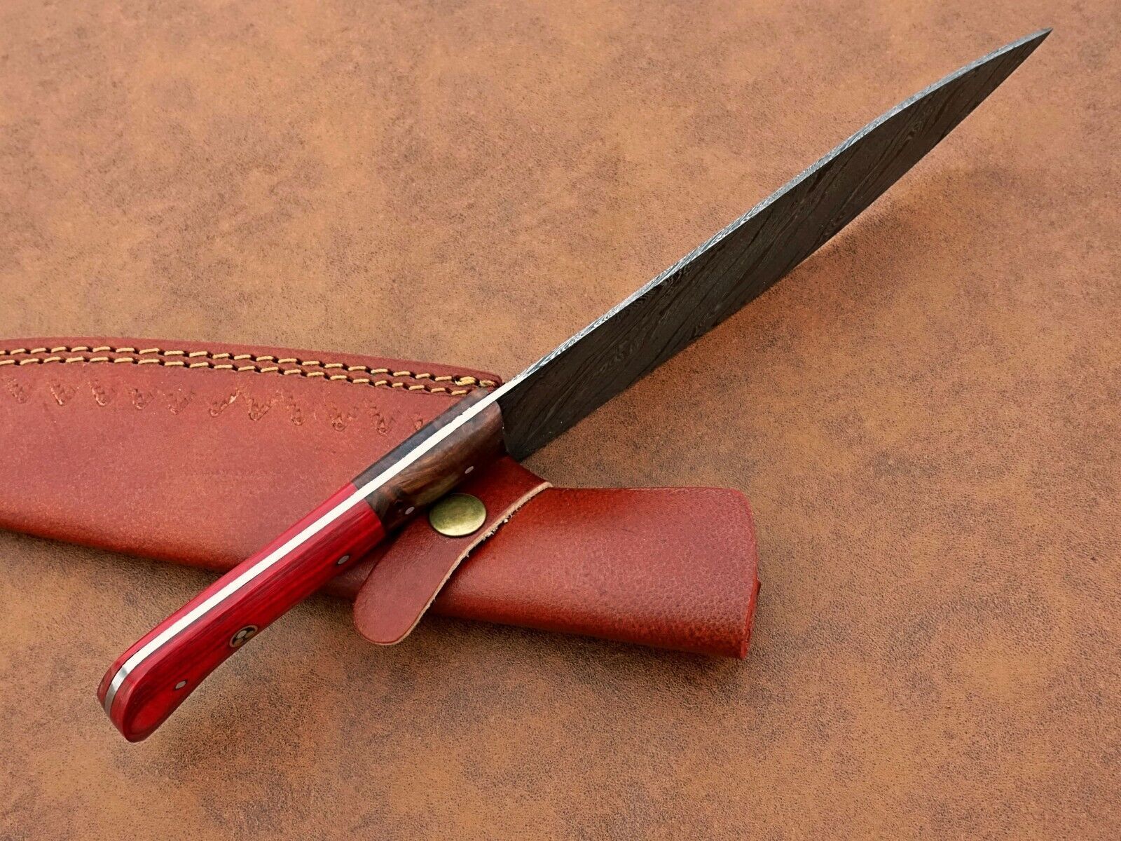 Artisan Damascus Steel Kitchen Knife  HandForged Chef Knife With Wooden Handle 3