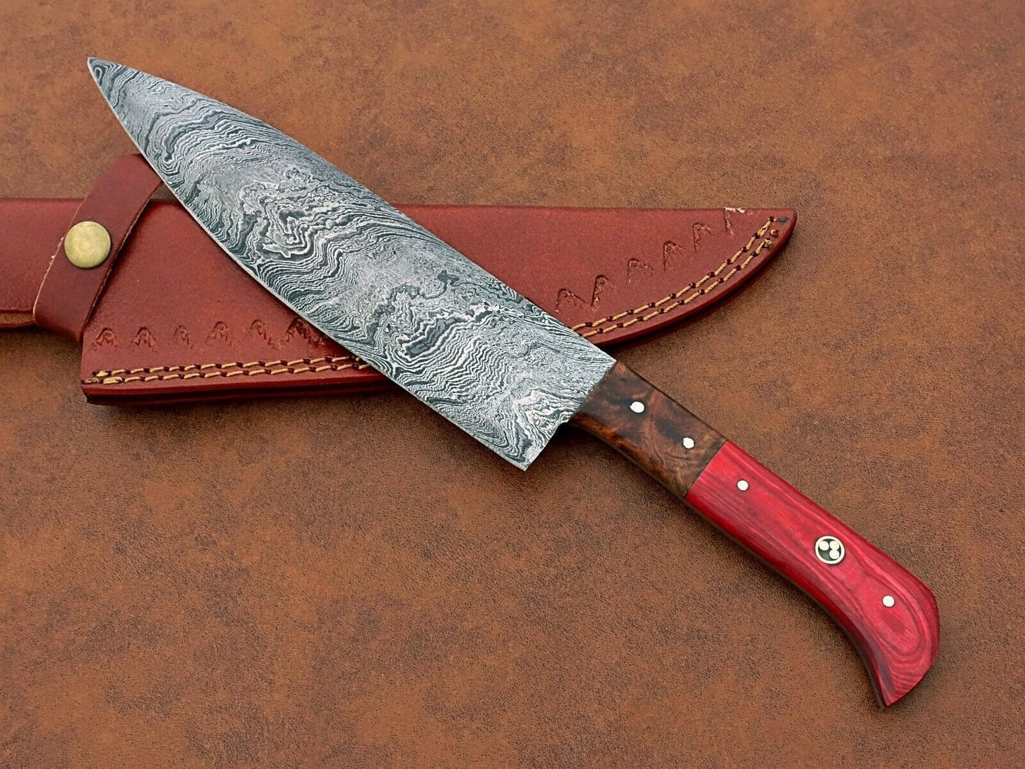 Artisan Damascus Steel Kitchen Knife  HandForged Chef Knife With Wooden Handle 1