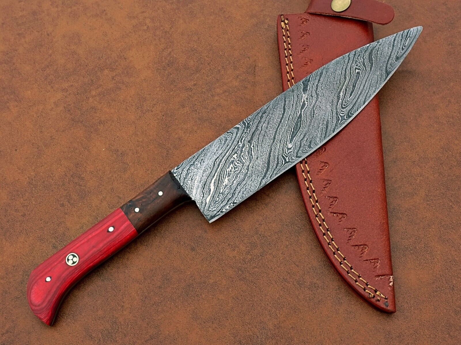 Artisan Damascus Steel Kitchen Knife  HandForged Chef Knife With Wooden Handle 2